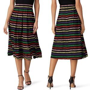 TARA JARMON Rainbow Jane Skirt Womens 38 Small 100% Silk Midi Jupe A-Line